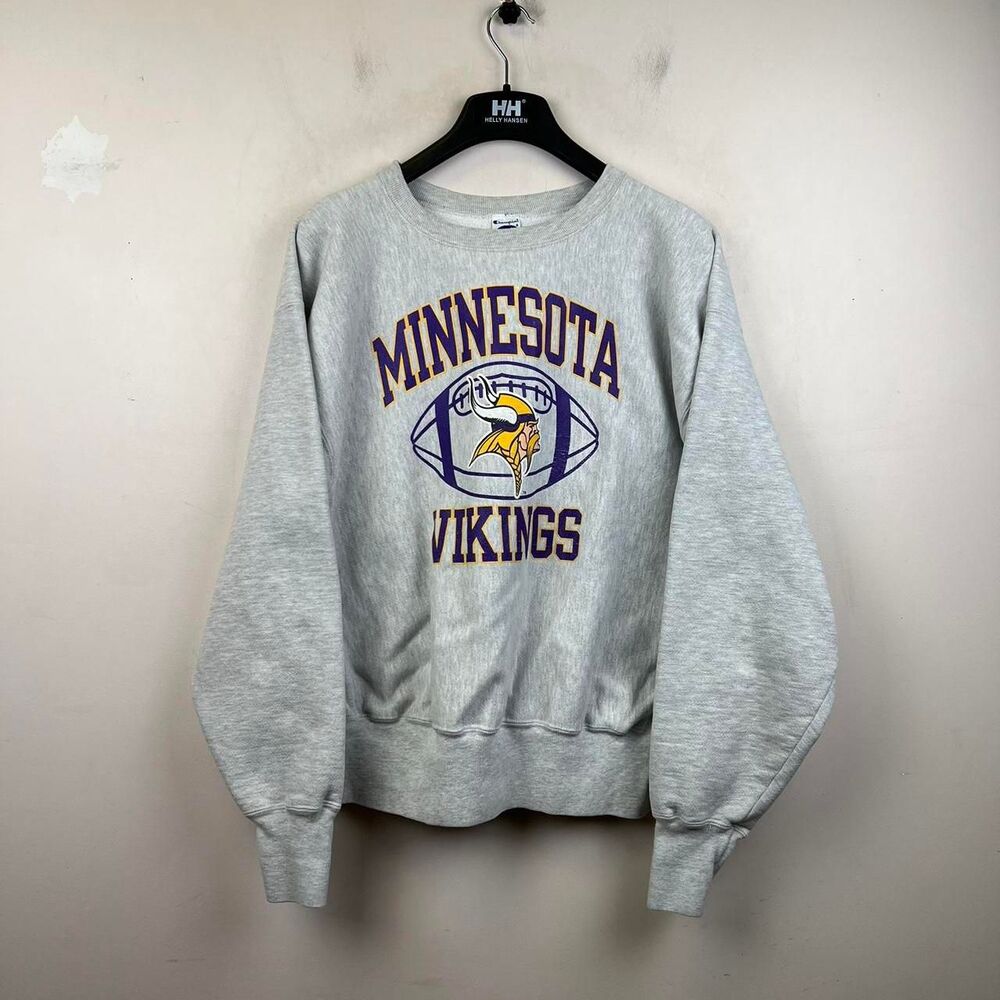 90s Minnesota Vikings Champion Reverse Weave Gray Sweatshirt Size XL